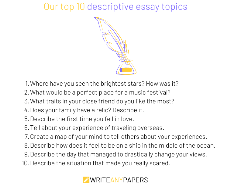 Our top 10 ideas for descriptive essay topics